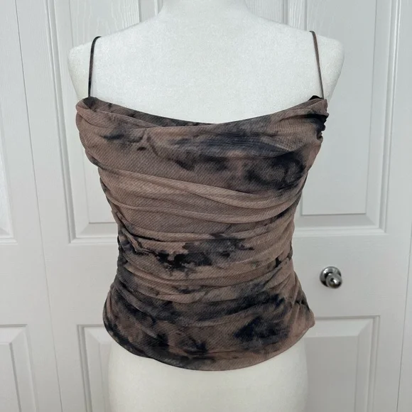 Zara Brown Ruched Crop Camisole - Picture 2 of 10